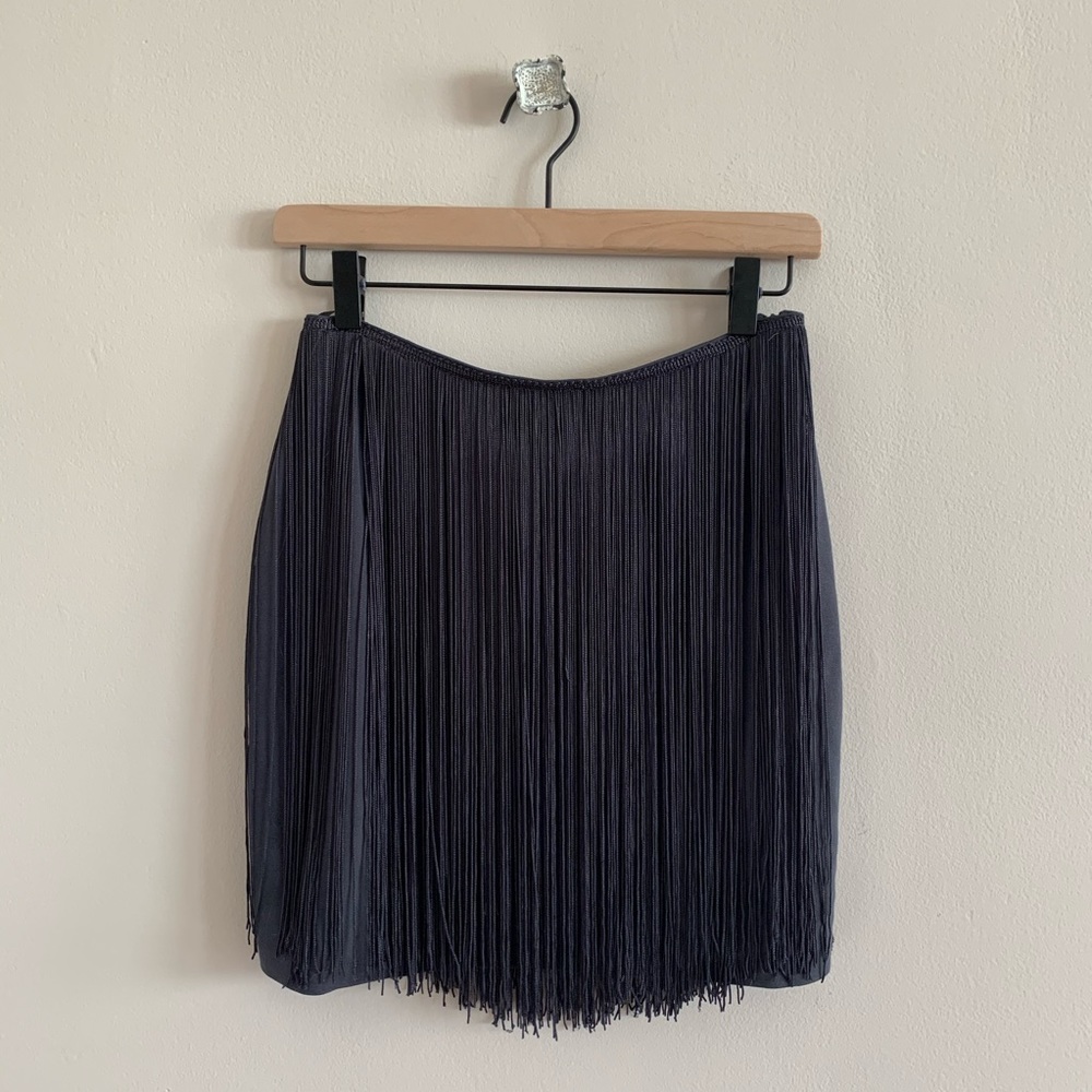 Black Zara fringe mini skirt